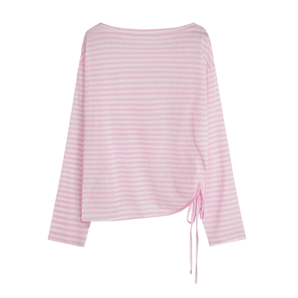 Striped Long Sleeve Round Neck Women's Top
